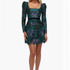 Helsi Floral Sequin Long Sleeve Dress in Small